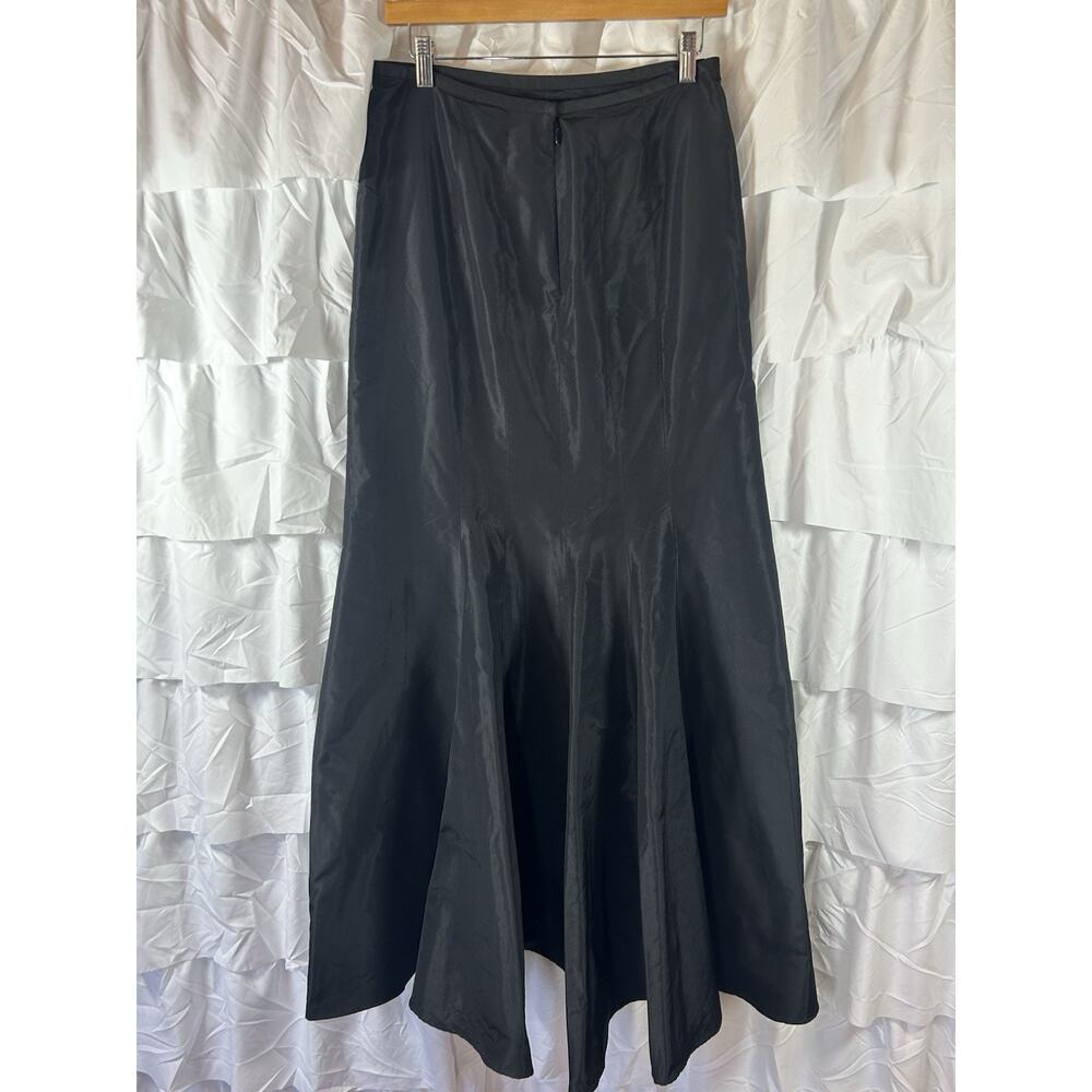 Rickie Freeman Teri Jon Maxi Skirt 6 Black 100% silk Formal Party Cruise Wedding - Picture 5 of 9